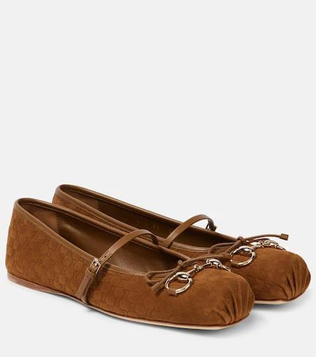 Gucci Gucci Horsebit GG suede ballet flats 1