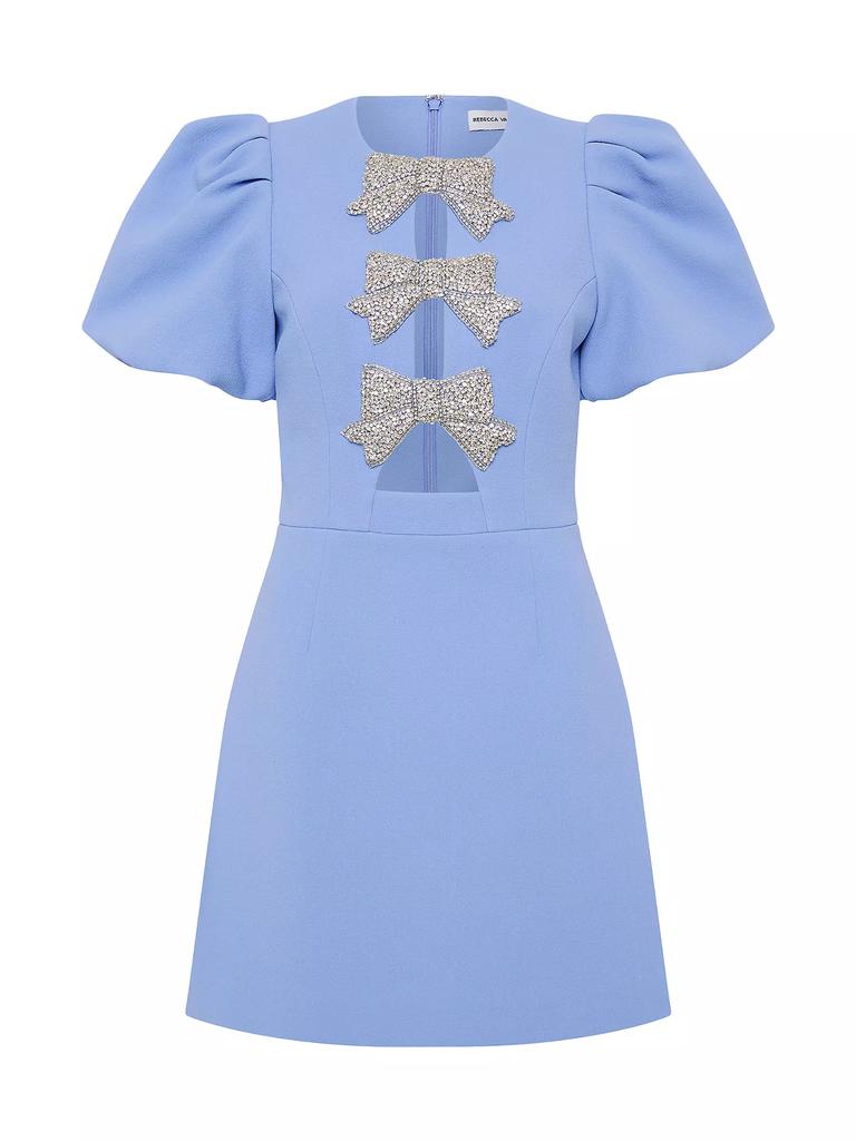 Rebecca Vallance Juliana Puff-Sleeve Bow Minidress