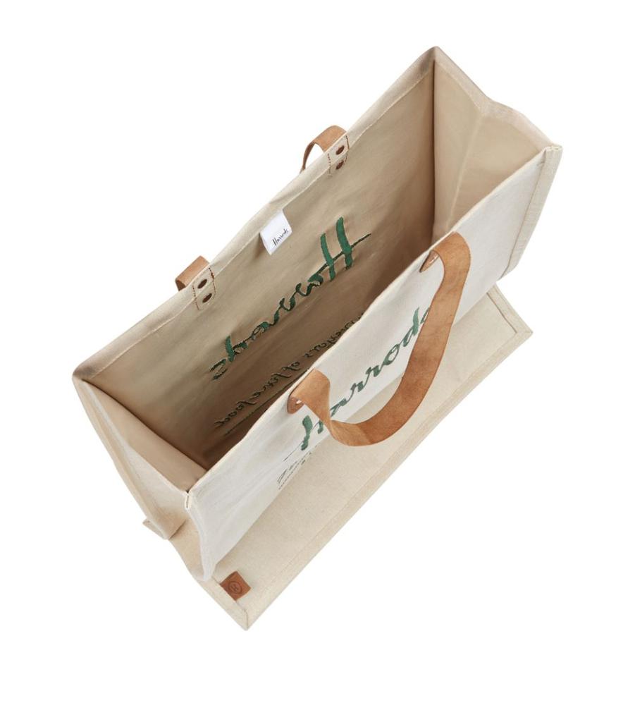 Harrods Embroidered Jute Grocery Shopper Bag