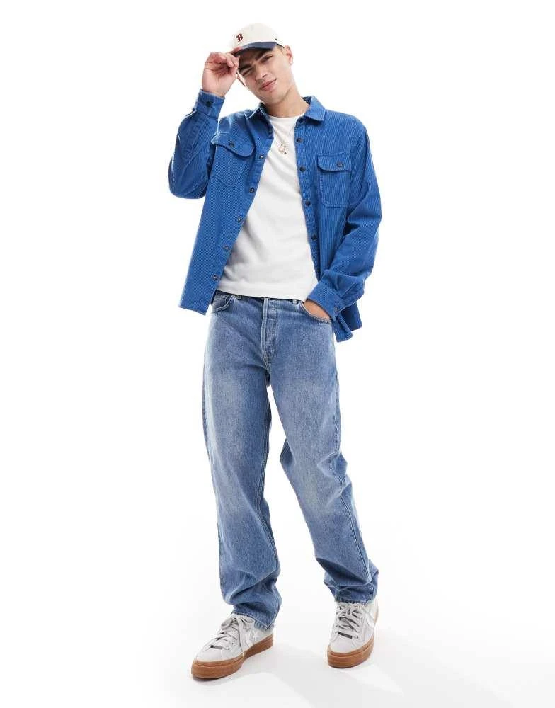 ASOS ASOS DESIGN cord overshirt with poppers in blue 4