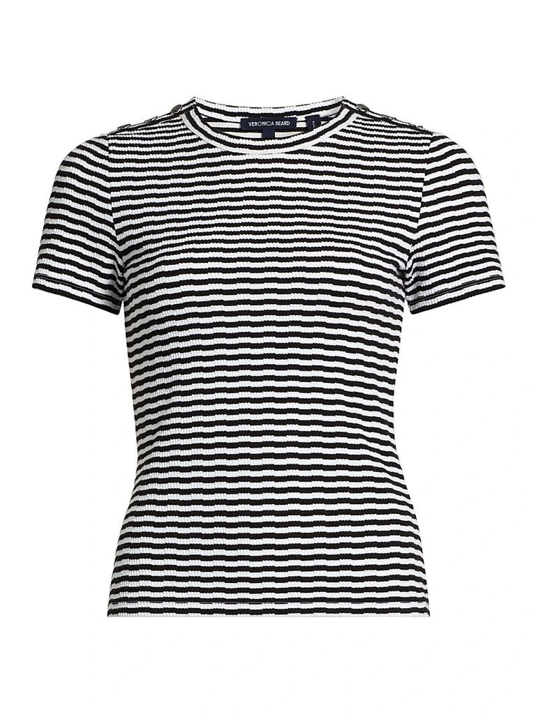 VERONICA BEARD Draya Striped Knit T-Shirt 1