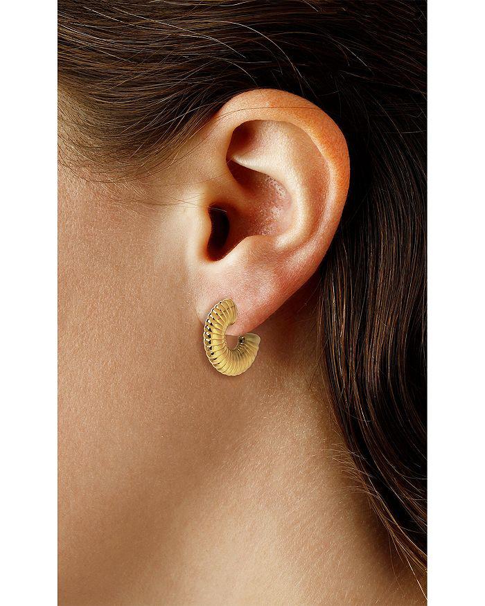 Bloomingdale's Fine Collection Ridged Small Hoop Earrings in 14K Yellow Gold