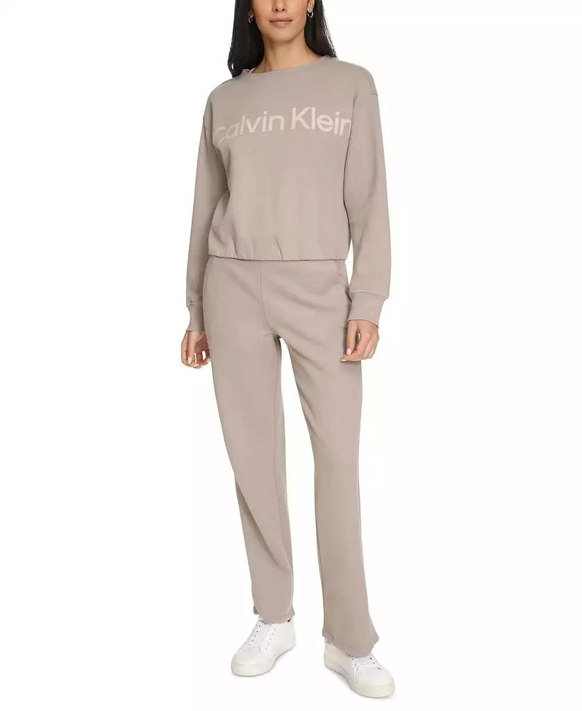 Calvin Klein Performance Women's Flocked-Logo Fleece Sweatshirt 1
