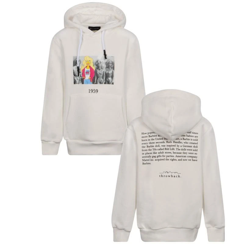 Throwback Barbie doll hoodie in white 1