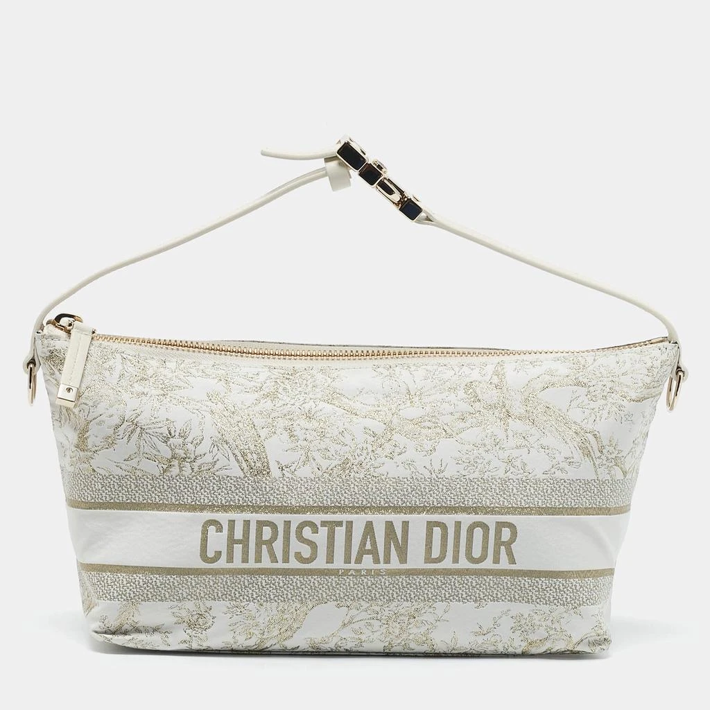 Dior Dior White Fabric Toile de Jouy Medium Travel Nomad Pouch 1