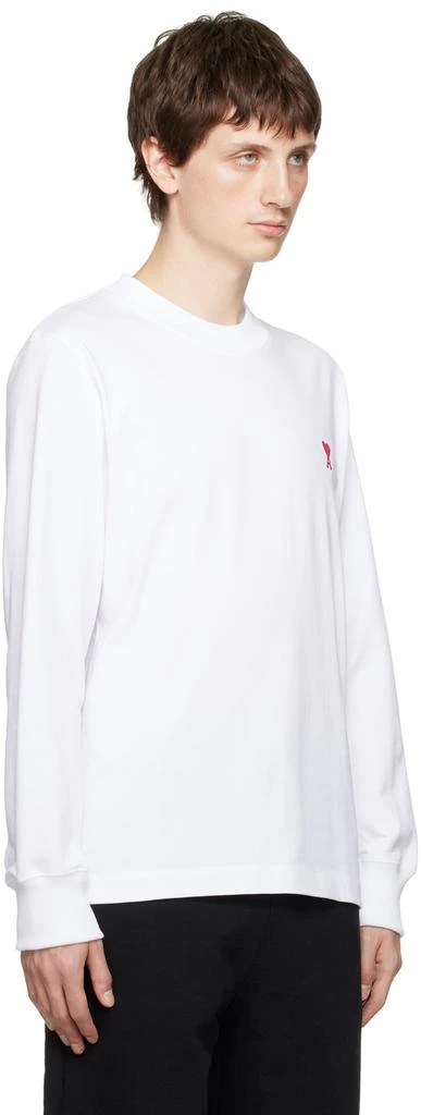 AMI Paris White Ami de Cœur Long Sleeve T-Shirt 2