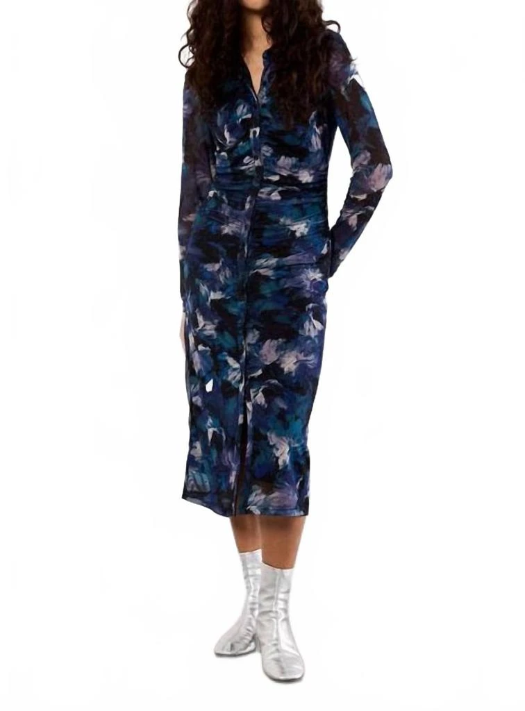 Floral Mesh Ruched Midi Dress In Teal  On Sale Now with Up to 52% Off |  Discover Exclusive Deals & Savings at BeyondStyle  Authentic APRICOT women| dresses|clothing with Limited-Time Discounts, Free