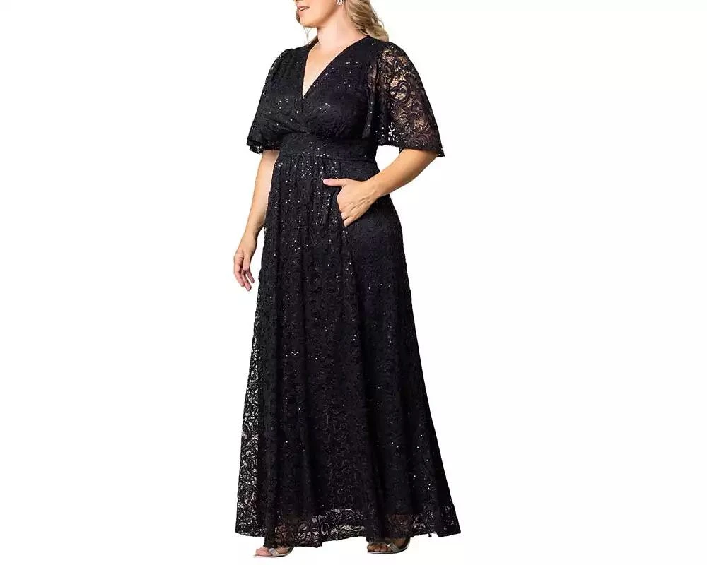 slim fit dress slacks Kiyonna Women's Plus Size Mesmerizing Embroidered Cocktail Dress, 2X