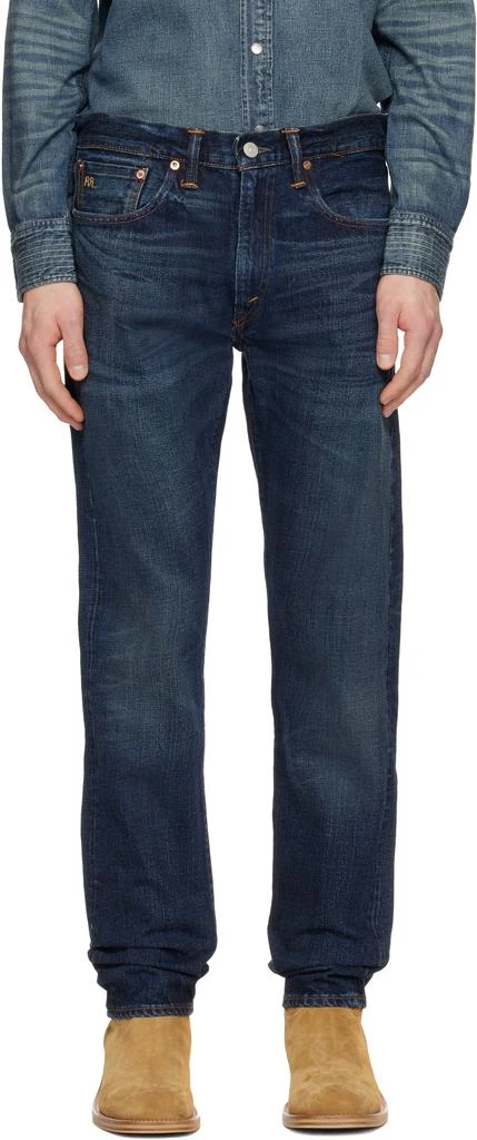 RRL Navy High Slim Bayview Selvedge Jeans
