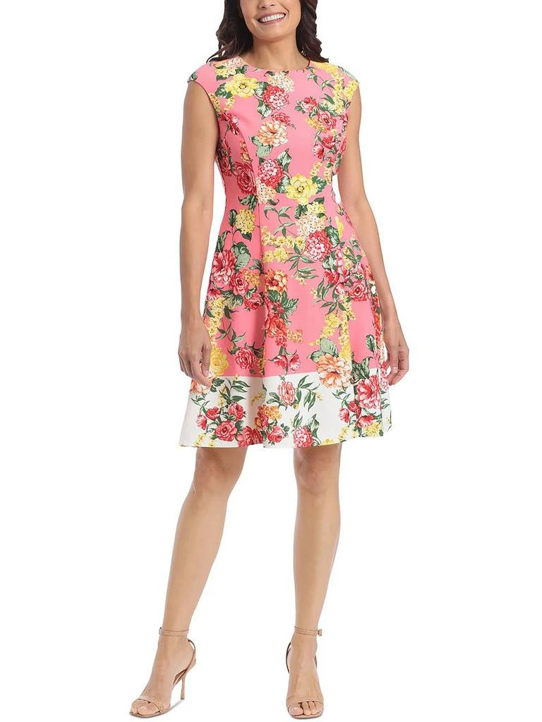 London Times Petites Womens Floral Crepe Fit & Flare Dress 2