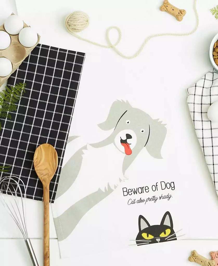 Design Imports Everyday Pets Kitchen Collection Absorbent Dishtowel Set, 18x28", Beware, 3 Count 4