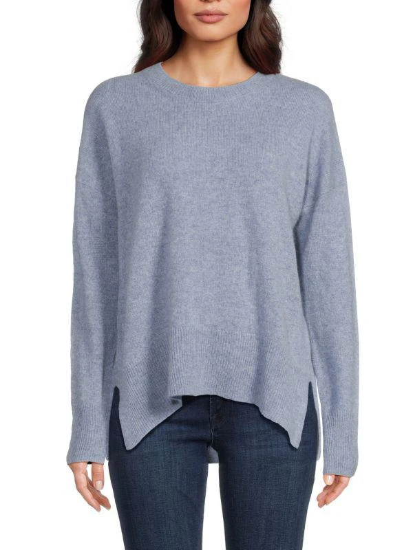 Saks Fifth Avenue 100% Cashmere Split Hem Crewneck Sweater 1