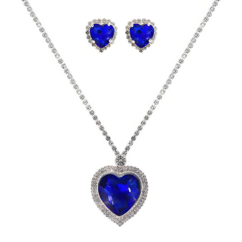 TRUEDAMES Valentine
s Day Heart Gemstone Necklace Set