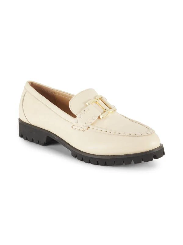 Saks Fifth Avenue Pixie Apron Toe Leather Loafers 2
