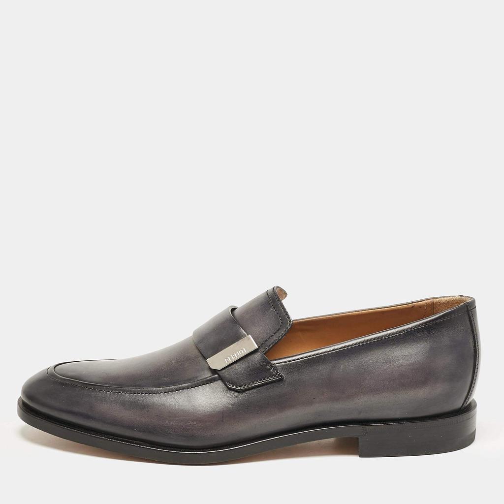 Berluti Berluti Grey Leather Penny Loafers Size 40.5
