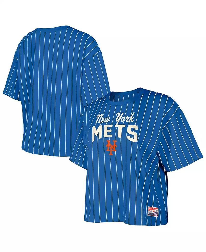 New Era Women's Royal New York Mets Cooperstown Collection Multiplier Pinstripe Cropped T-Shirt 1