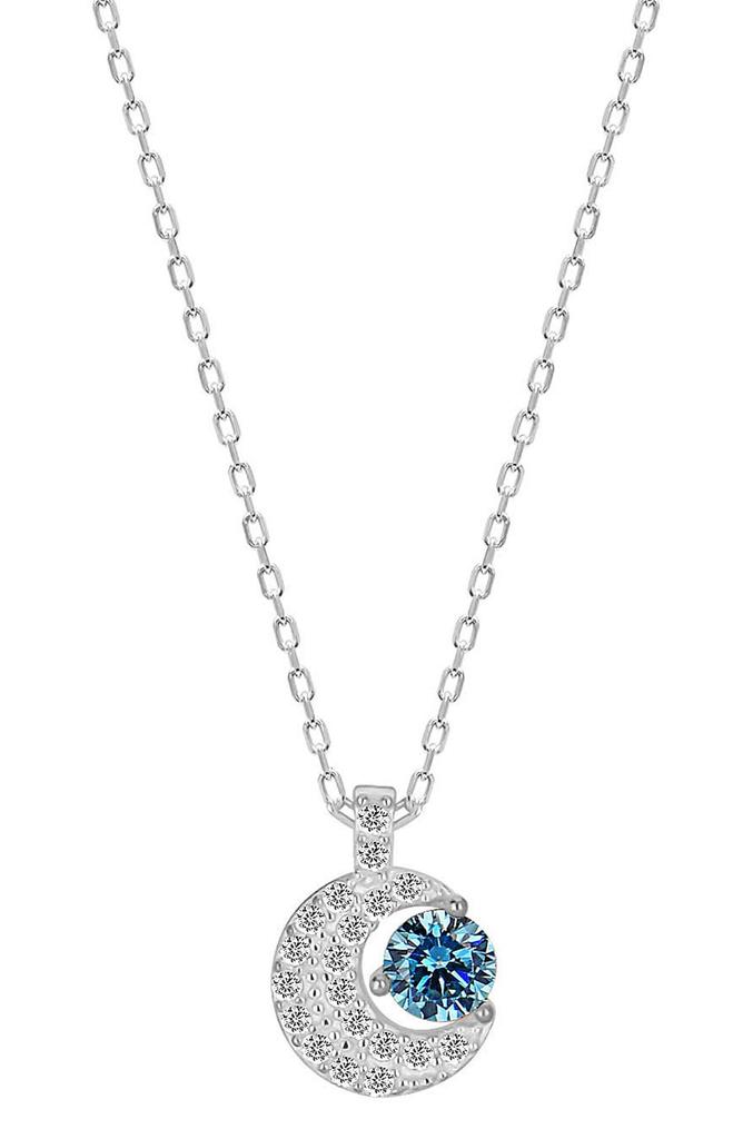 Gabi Rielle Sky Blue Crescent Moon Halo Pendant Necklace