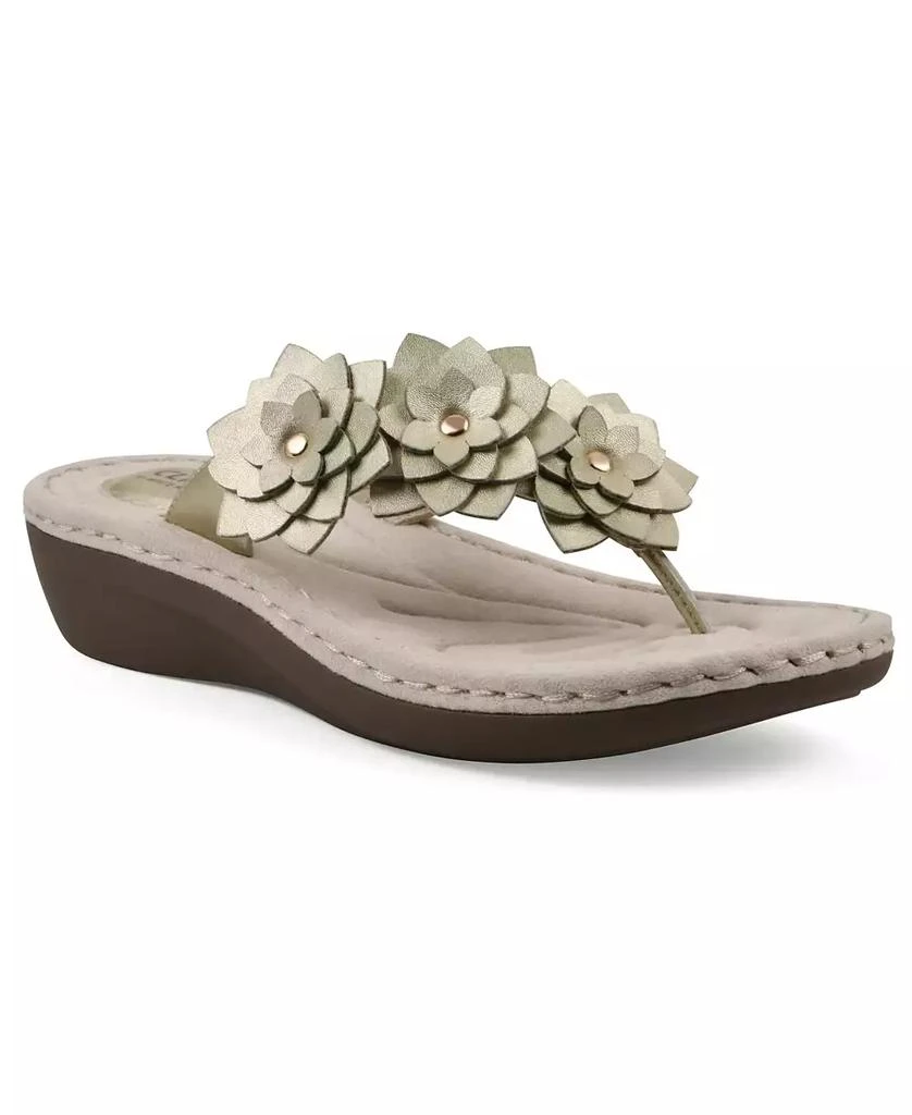 White Mountain Women's Content Floral Wedge Slip-On Sandals 1