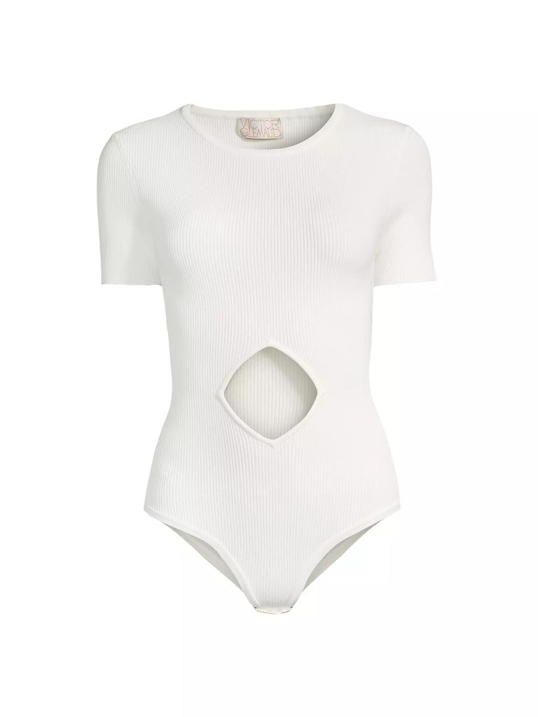 Victor Glemaud Rib-Knit Diamond Cut-Out Bodysuit