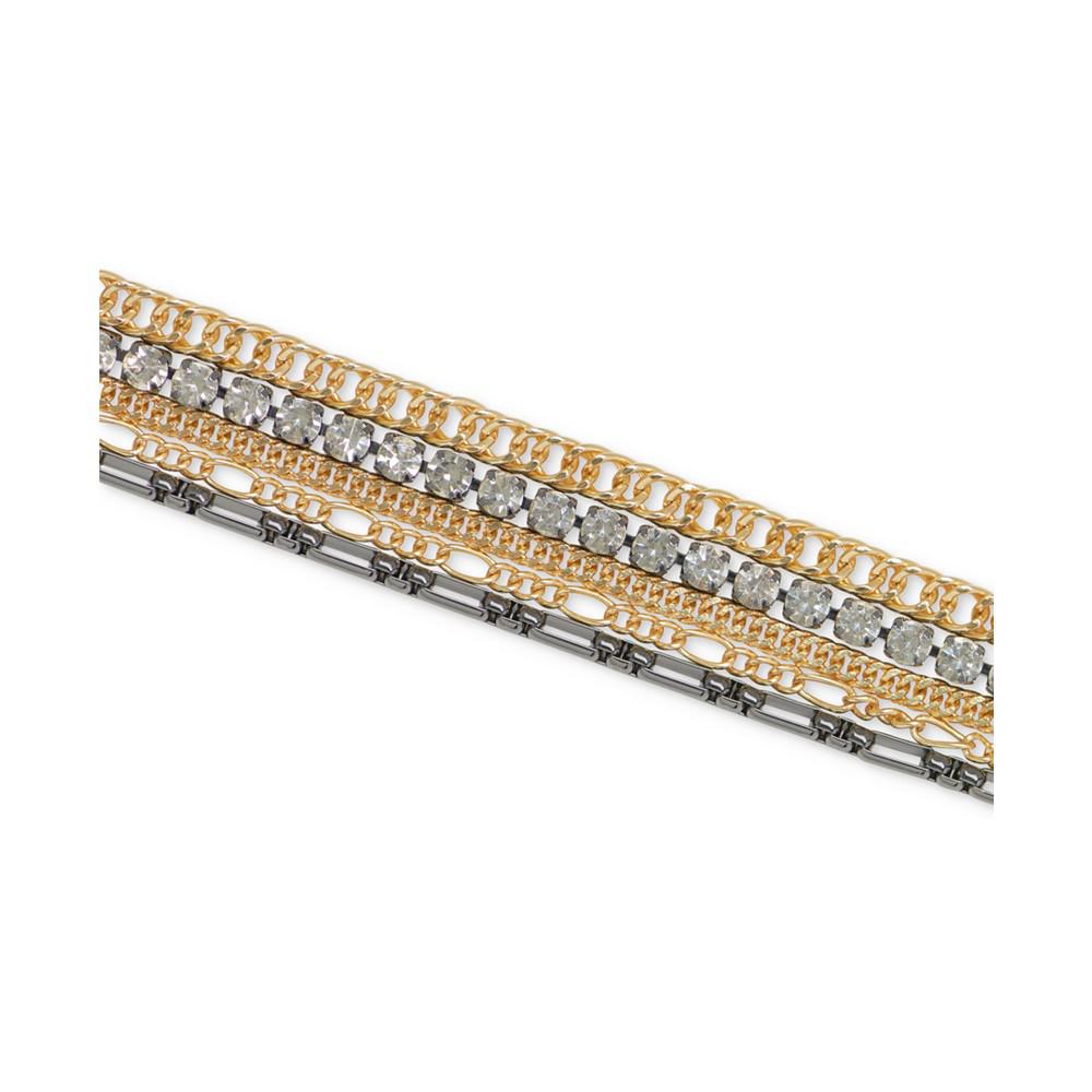 Lucky Brand Two-Tone Crystal & Chain Multi-Row Flex Bracelet