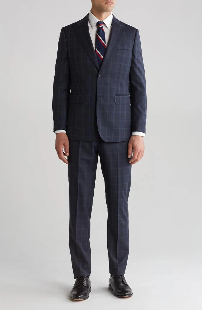 English Laundry Plaid Trim Fit Wool Blend Two-Piece Suit