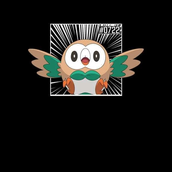 Original Hero Pokemon Rowlet Men's T-Shirt - Black 2