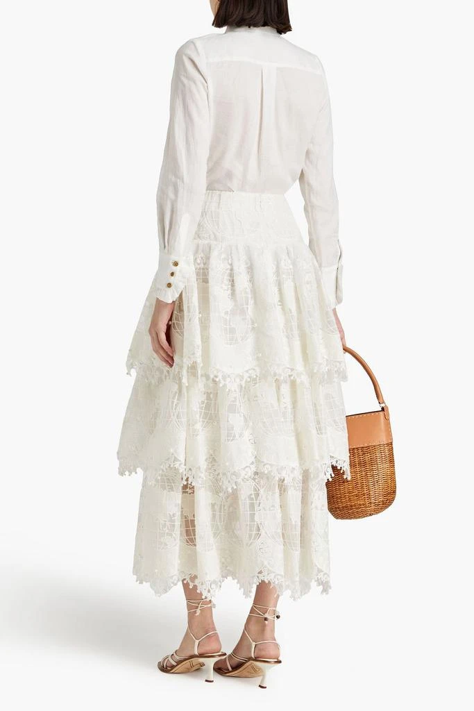 ZIMMERMANN Embellished tiered voile and tulle maxi skirt 3