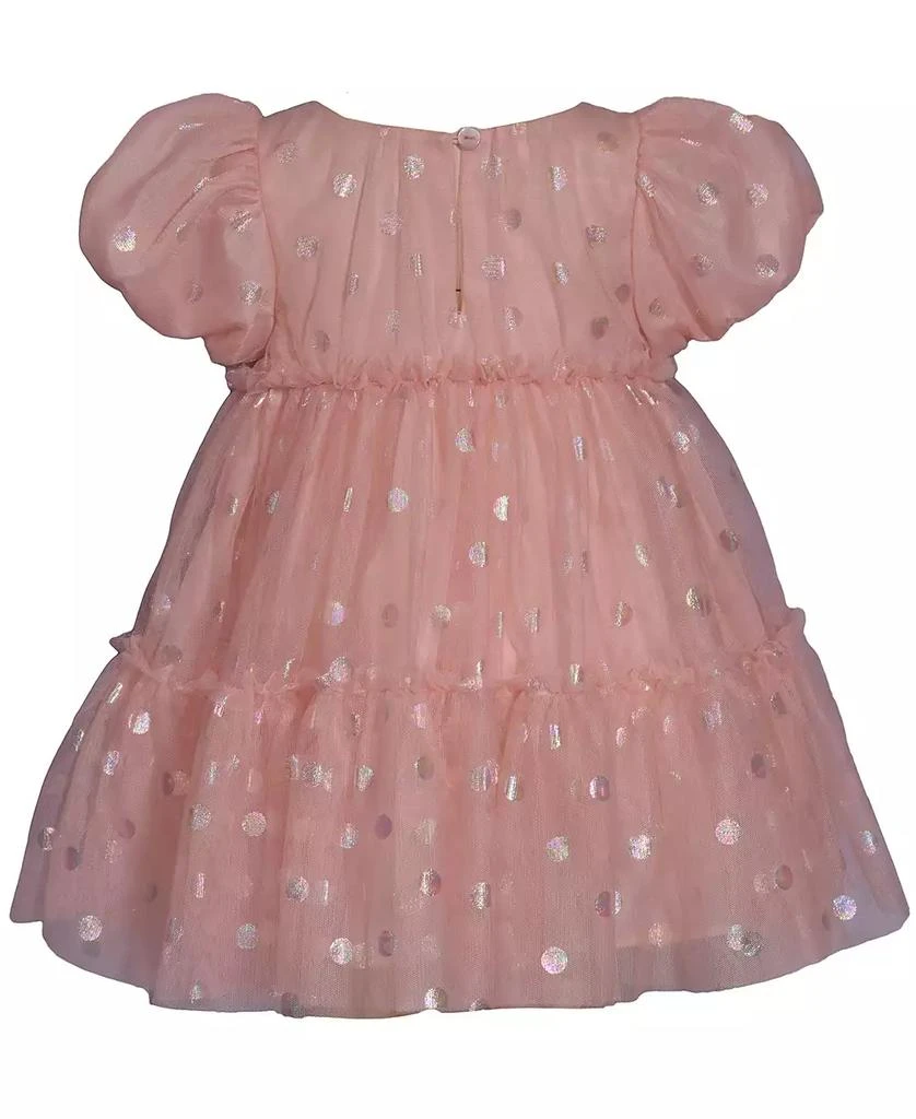Bonnie Baby Baby Girls Puff Sleeved Foiled Dot Mesh Party Dress 2
