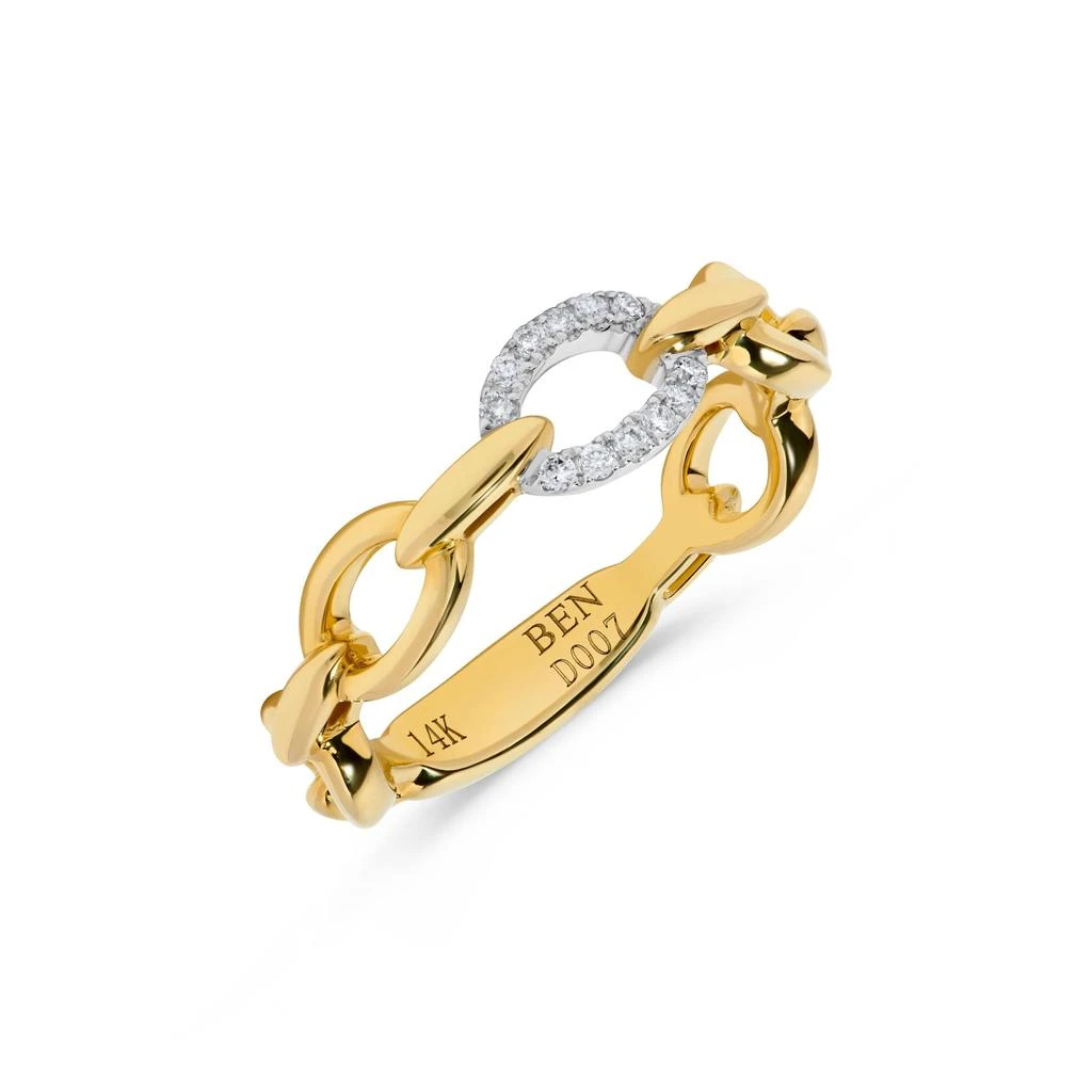 H.J. Namdar 0.07 ct tw Round Diamond Chain Link Stack Ring 14K Two Tone Gold Natural Diamonds Size 6