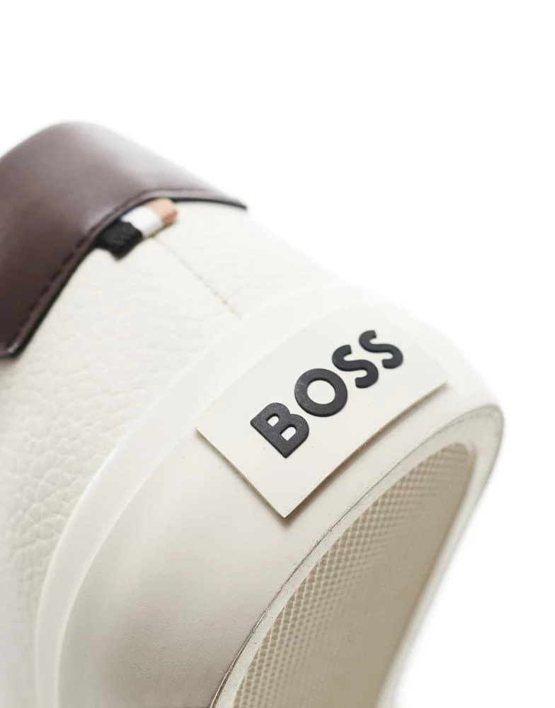 BOSS by Hugo Boss BOSS aiden plimsoll trainers in white and brown 5