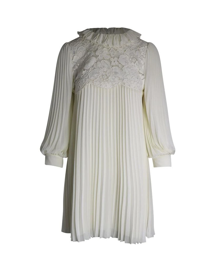 Shop Philosophy di Lorenzo Serafini Lace-Paneled Pleated Mini Dress in White  Polyester on Sale at BeyondStyle  Get 88% Off Philosophy di Lorenzo  Serafini Lace-Paneled Pleated Mini Dress in White Polyester with