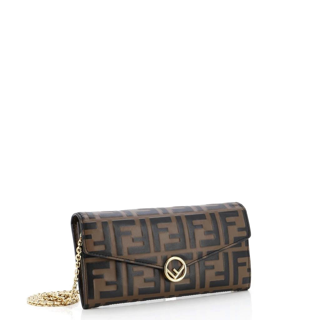 Fendi F is  Continental Chain Wallet Zucca Embossed Leather 2