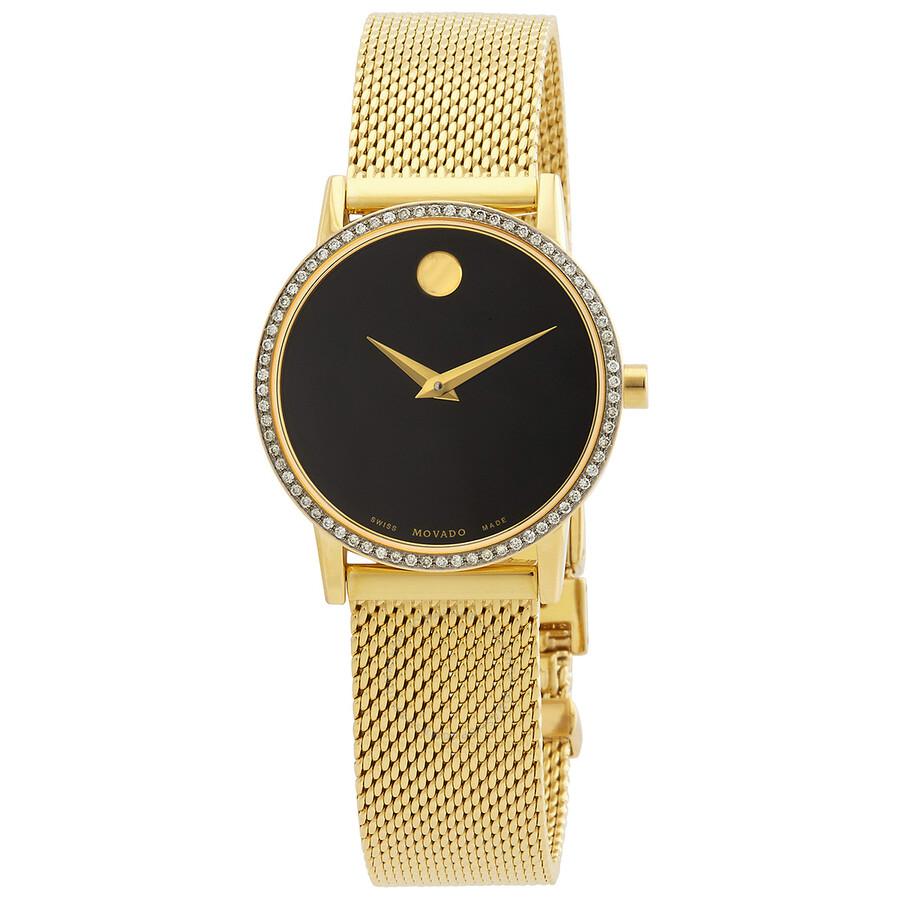 Movado Museum Classic Quartz Diamond Black Dial Ladies Watch 0607606