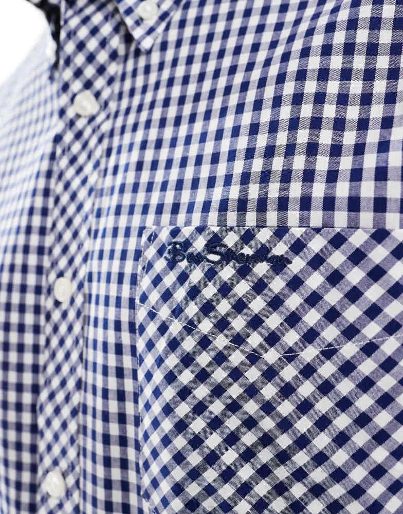 Ben Sherman Ben Sherman short sleeve gingham shirt in dark blue 4