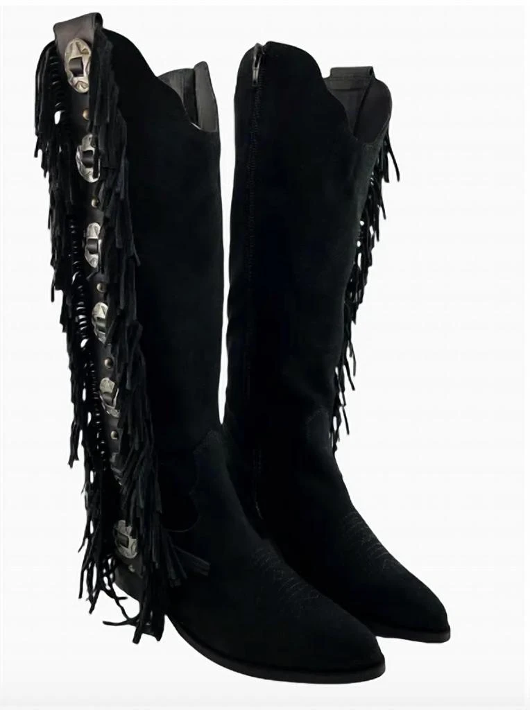 Naughty Monkey Women's Rodeo Doll Fringe Boots In Black 1