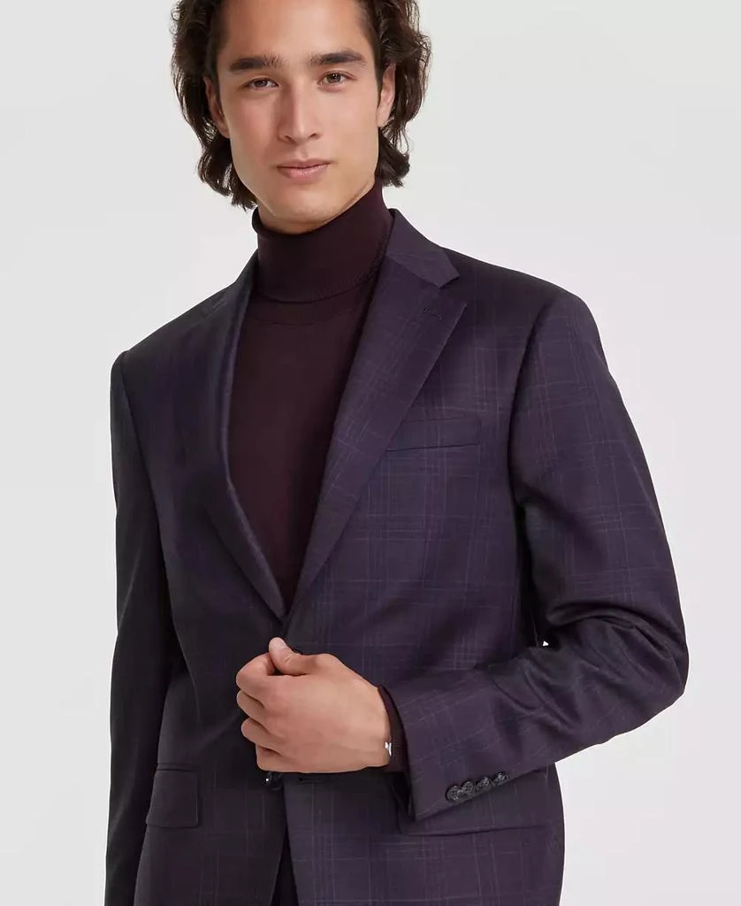 Calvin Klein Men's Slim-Fit Wool-Blend Stretch Plaid Suit Separate Jacket 1