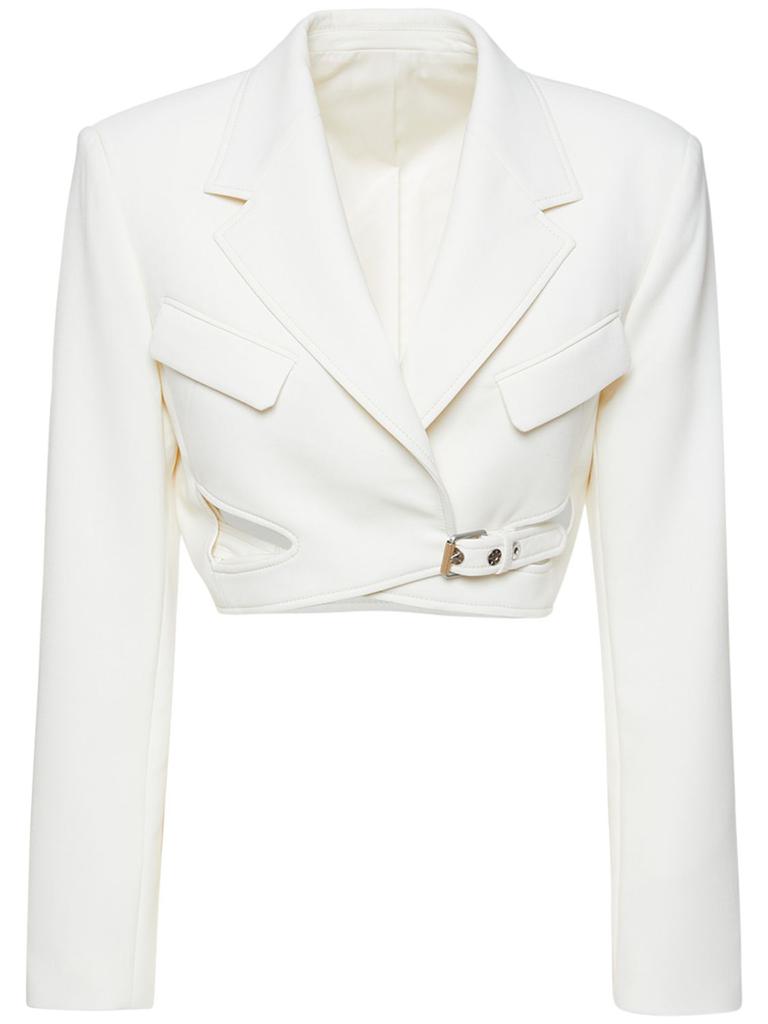 DION LEE Compact Wool Blend Interlock Crop Blazer