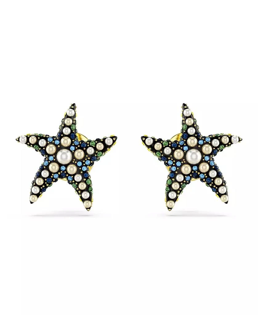 Swarovski Starfish, Small, Blue, Gold-Tone Idyllia Stud Earrings 1