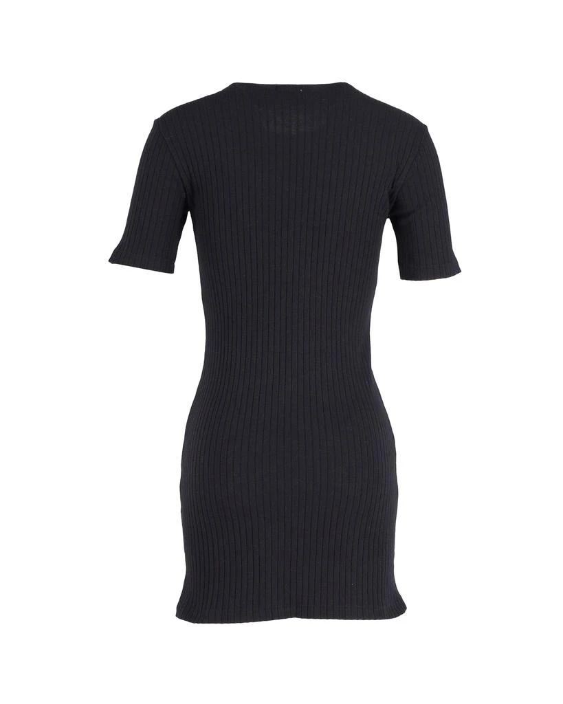 REDONE Re/Done Ribbed Knit Fitted Mini Dress in Black Cotton 3