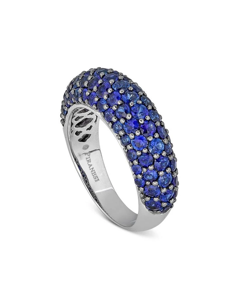 Piranesi 18K White Gold Small Dome Ring with Blue Sapphires, 3.11 tcw 1