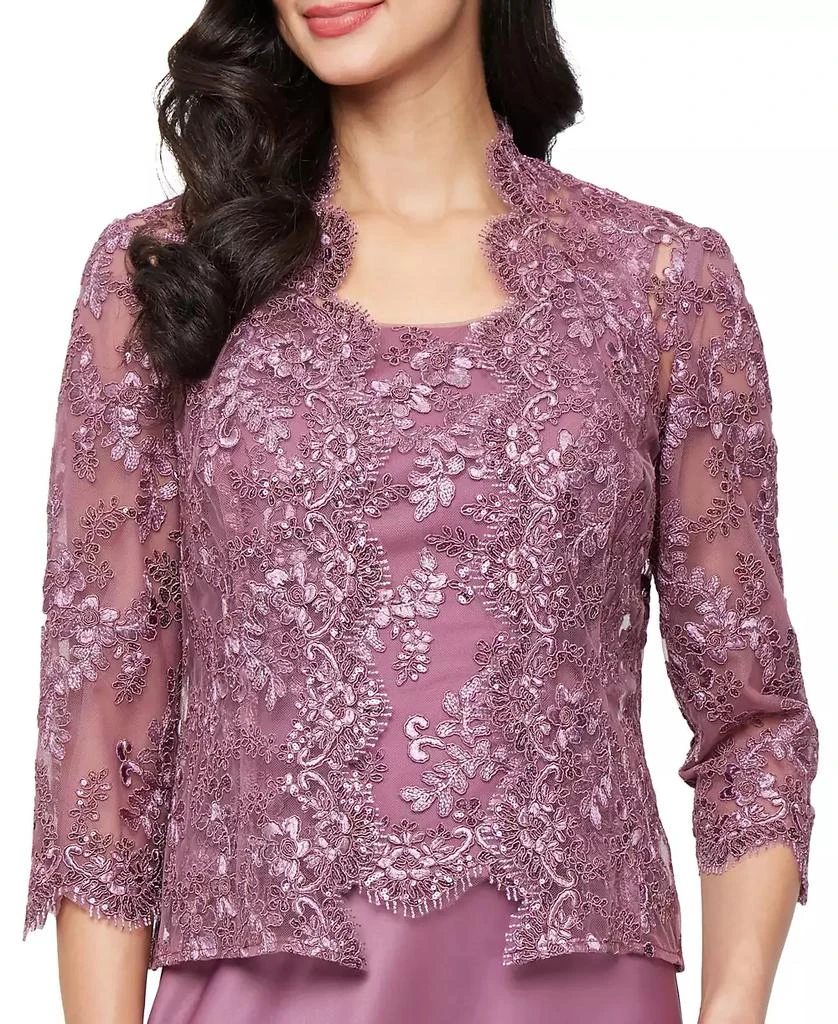 Alex Evenings Women's Stretch Tulle 3/4-Sleeve Jacket Dress 2