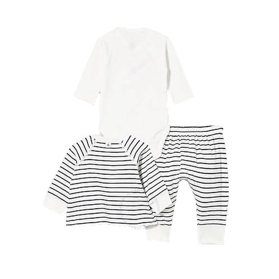 PETIT BATEAU Kids Long Sleeve Striped-Pattern 3Pcs Set