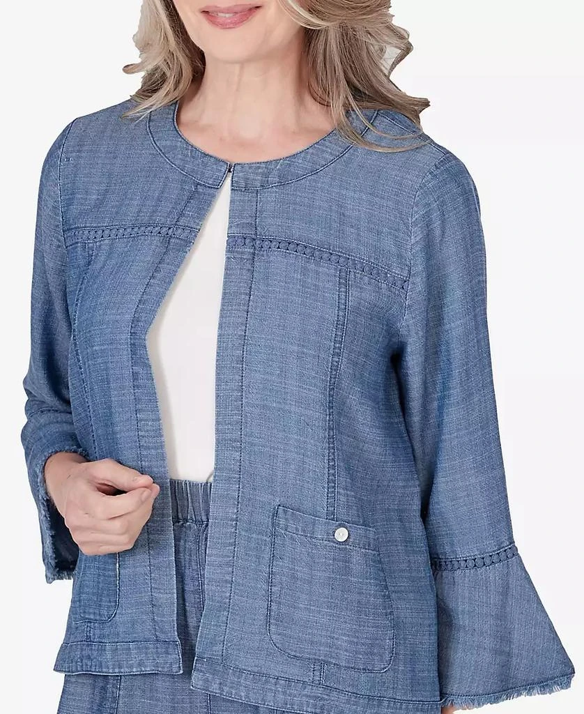 Alfred Dunner Women's Bayou Chambray 3/4 Sleeve Jacket 4