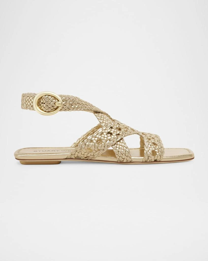 Stuart Weitzman Thea Metallic Braided Slingback Sandals 1
