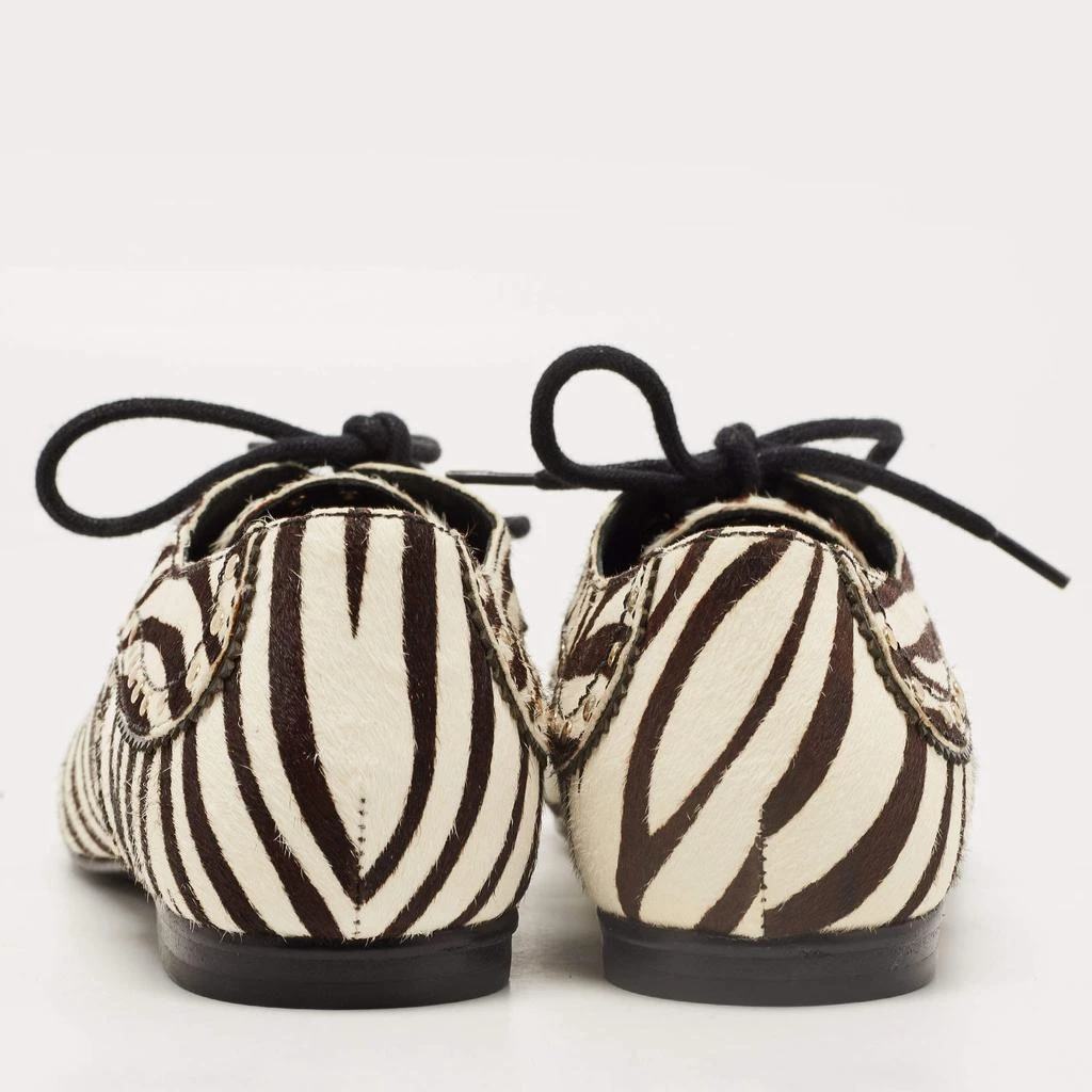 PIERRE BALMAIN Pierre Balmain Black/ White Zebra Print Pony Hair and Leather Studded  Lace Up Oxfords Size 37 5
