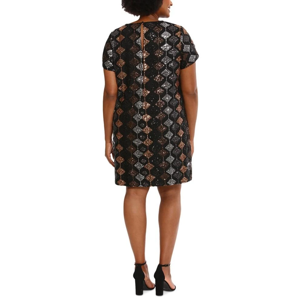 London Times Plus Size Short-Sleeve A-Line Sequin Dress 3
