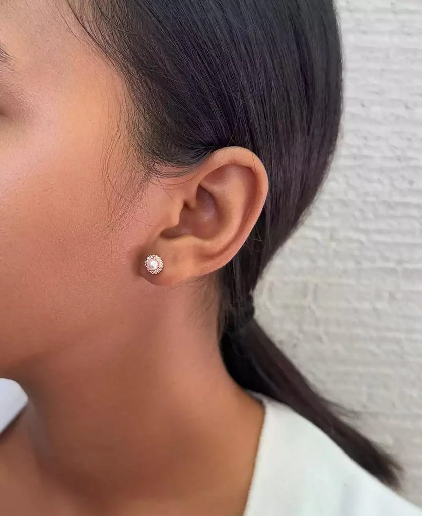 ADORNIA Rose Gold Freshwater Pearl CZ Halo Stud Earrings 5