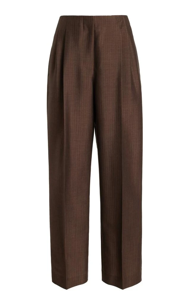 The Row The Row - Lonan Pleated Mohair-Wool Straight-Leg Pants - Neutral - US 8 - Moda Operandi 1