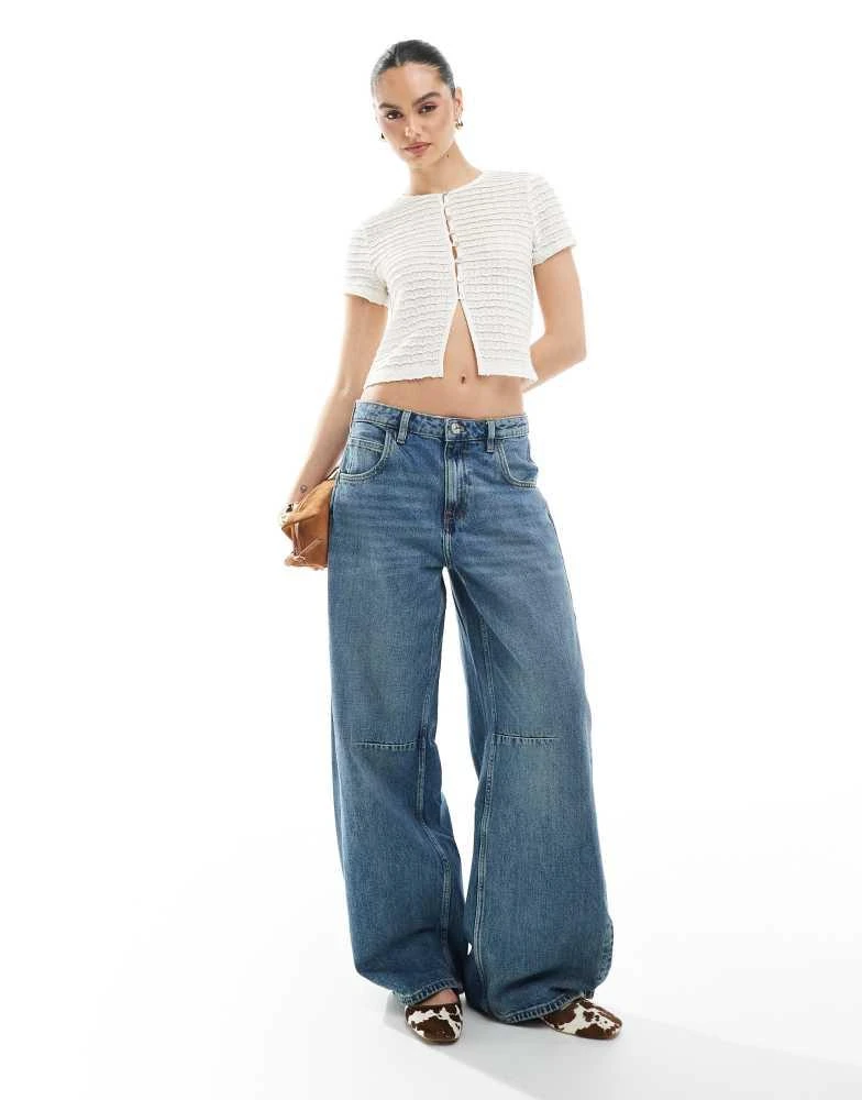 New Look New Look lace button front crop top in cream 3