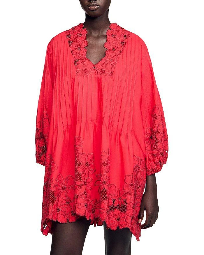 Sandro Women's Mini Dress with Floral details - Red - Size 2 Sandro Women's Mini Dress with Floral details - Red - Size 2